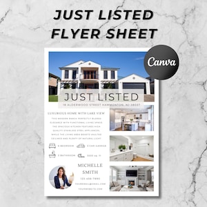 Just Listed Flyer Template Neighbors, Open House Flyer, Realtor Flyer, Real Estate Marketing, Just Listed Flyer 2, Editable Template, Canva