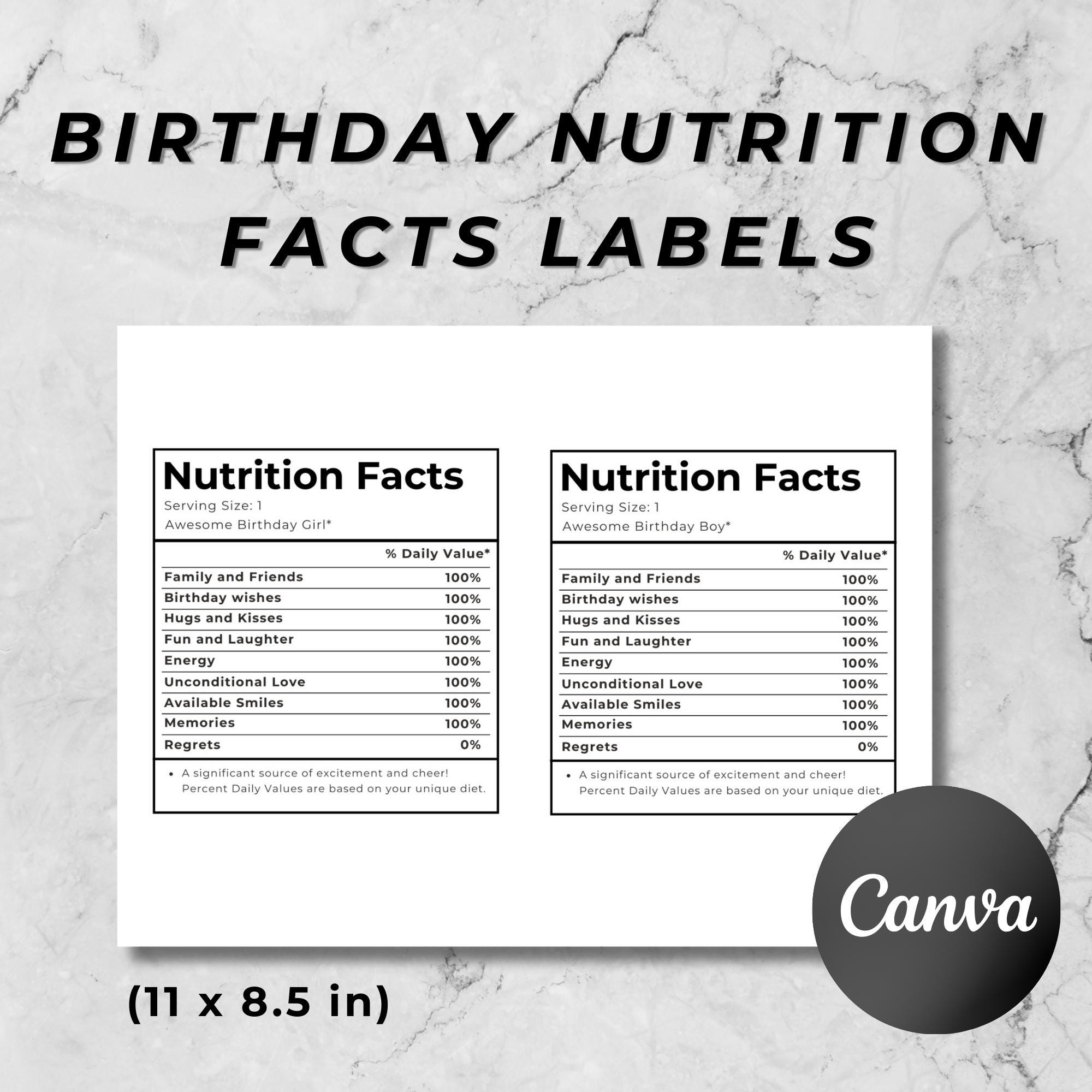 Birthday Nutrition Facts Label, Birthday SVG, Nutrition Facts, Birthday
