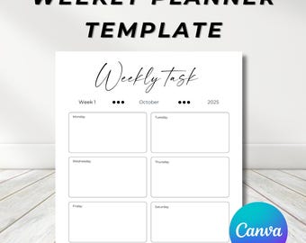 ADHD Editable Weekly Planner, Editable Weekly Planner, Weekly Productivity Planner Printable, US Letter, Instant Download, Canva