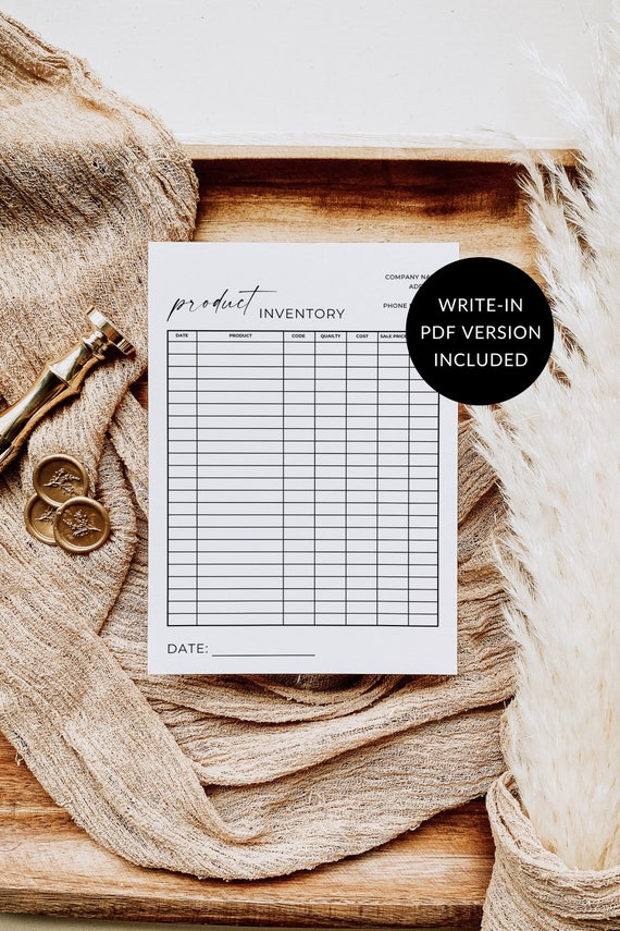 Inventory Tracker Canva, Editable Inventory Management Form, Business Product Inventory Sheet, Inventory List, Editable Canva, Write-in PDF