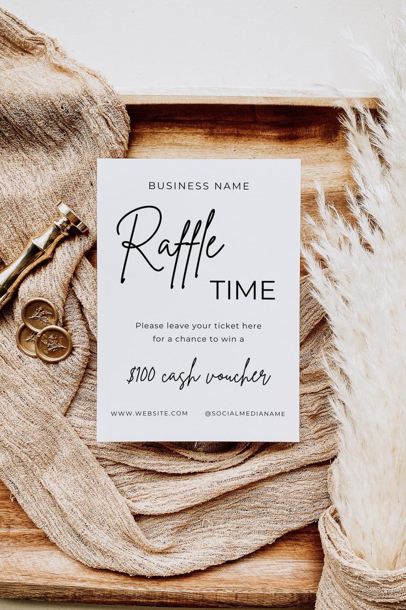 Name Raffle Sign Raffle Sign Template, Modern Enter to Win Poster, Pop-up Prize Draw ...