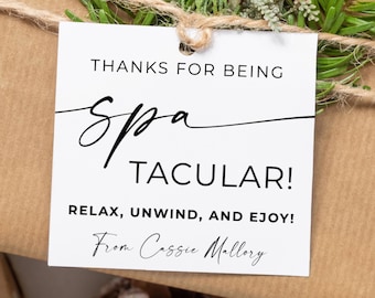 Spa Appreciation Gift Tag, Editable Printable (Digital Download)