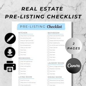 Pre-listing Checklist, Real Estate Checklist Template, Home Selling Guide, Real Estate Flyers, Realtor Marketing, Realtor Branding, Canva