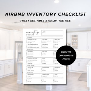 Airbnb Inventory Checklist, Airbnb Inventory List, Vacation Rental Housekeeping Checklist, Editable Inventory Checklist, Download, Canva