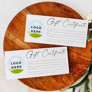 Business Gift Certificate Template, Add Logo Minimal Gift Certificate Card, Modern Gift Certificate, Editable Gift Voucher, Download, Canva