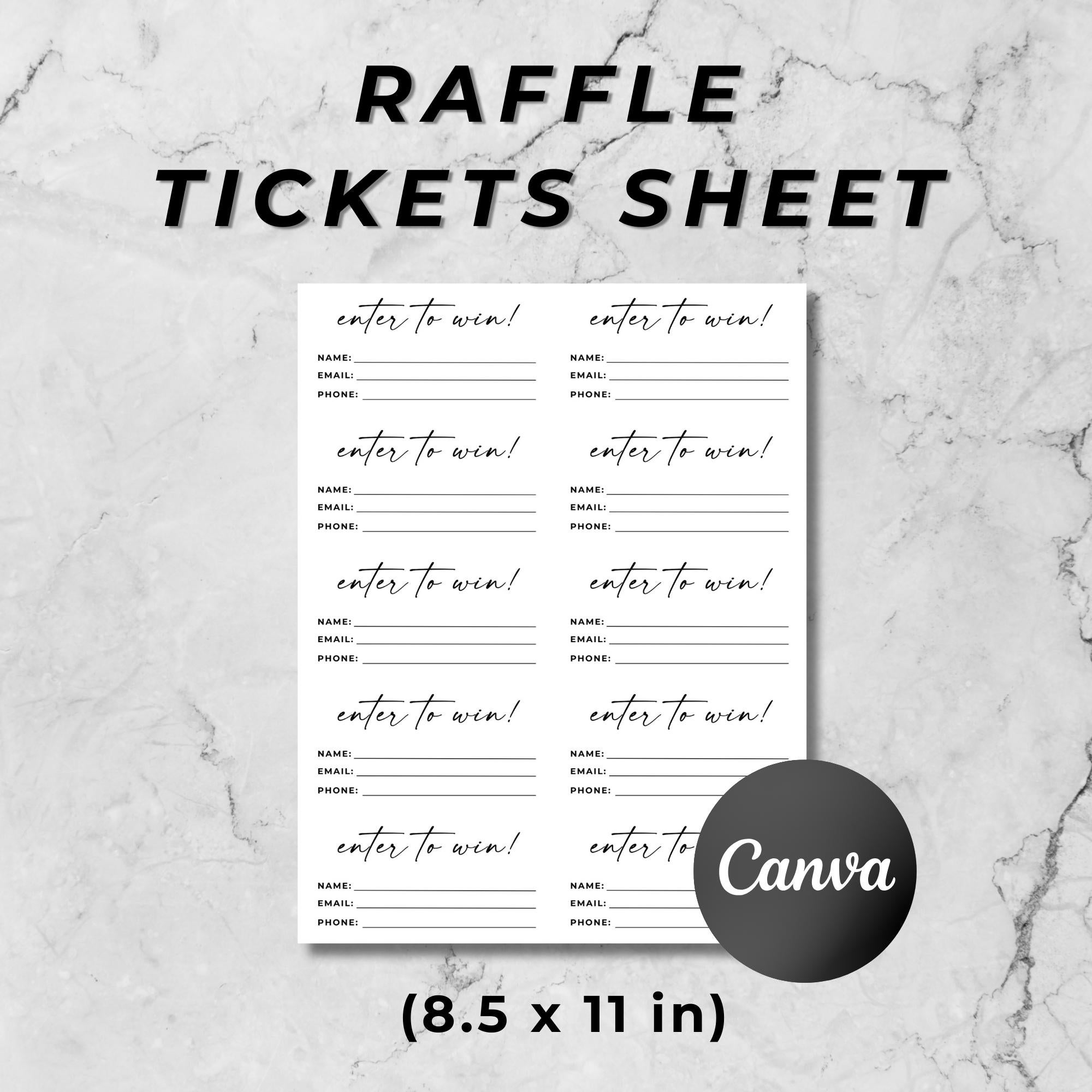 Suprise Raffles Raffle Ticket Template, Raffle Ticket Form, Enter to Win Ticket ...