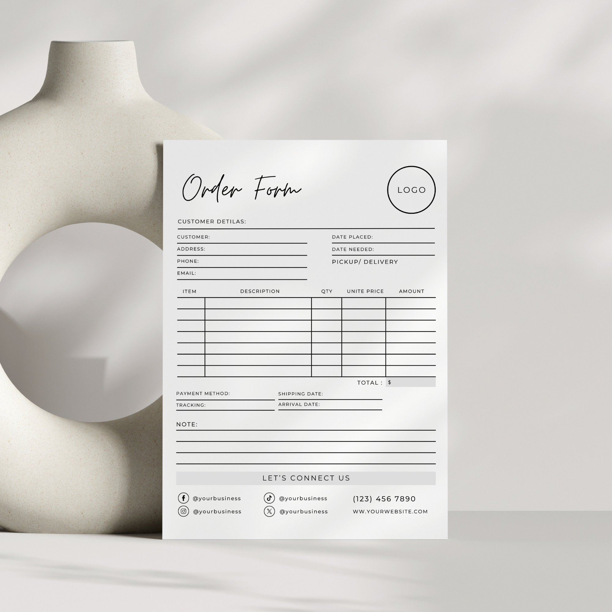Printable Order Form for Small Business, Order Form Editable Template ...