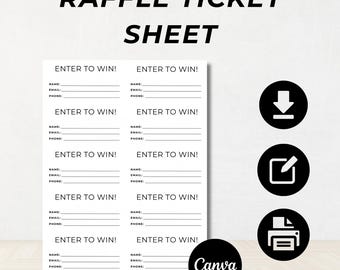 Raffle Ticket Template, Raffle Ticket Form, Enter to Win Ticket, Surprise Raffle, Custom Ticket, Editable Card, Digital Download, PDF, Canva