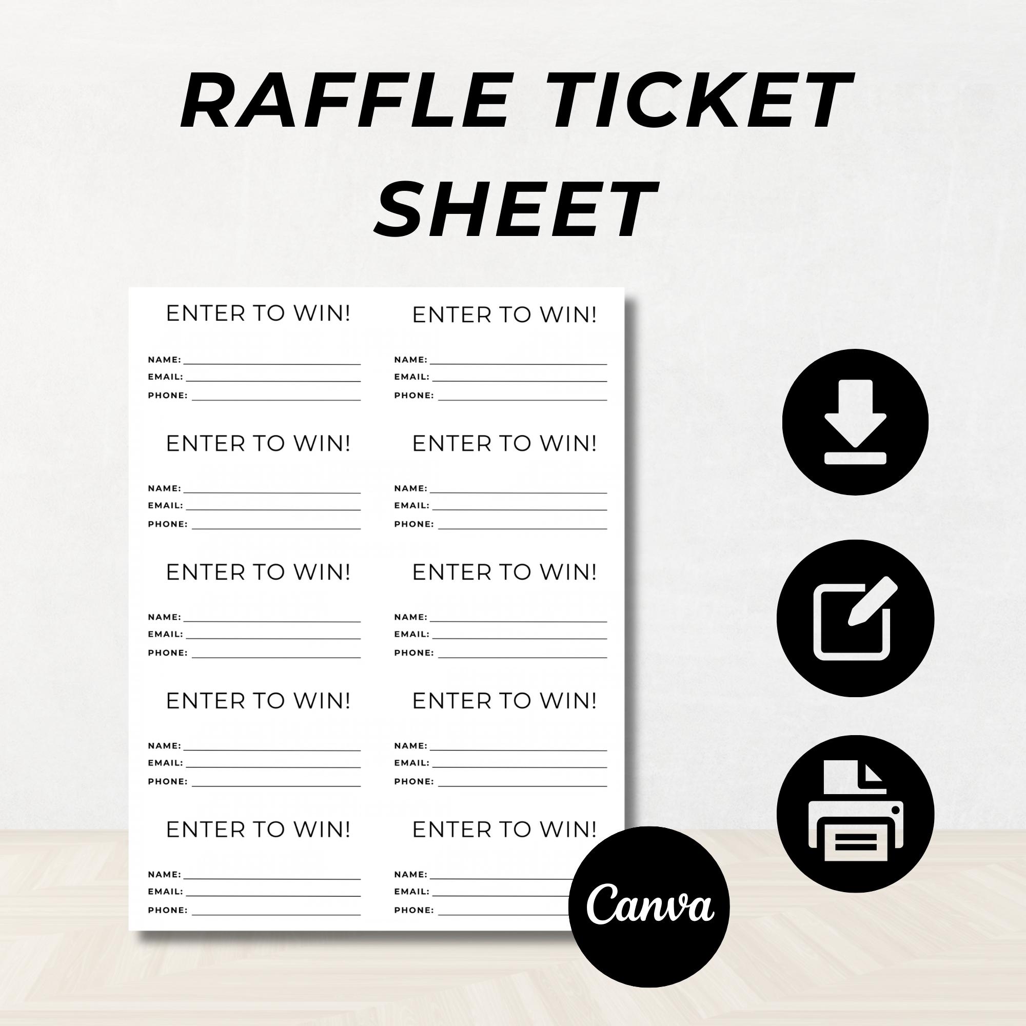 Customizable Raffle Ticket Template, Editable Entry Form (digital ...