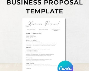 Business Proposal, Professional Small Business Offer, Freelancer Project, Printable Brand Services, Editable Template, Canva