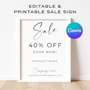 Small Business Sale Sign, Editable Sale Sign Template, Flash Sale Sign, Craft Market Table Sign, Instant Download, Canva Template