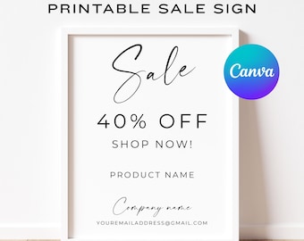 Cartel de venta editable para pequeñas empresas, plantilla de Canva (descarga digital)