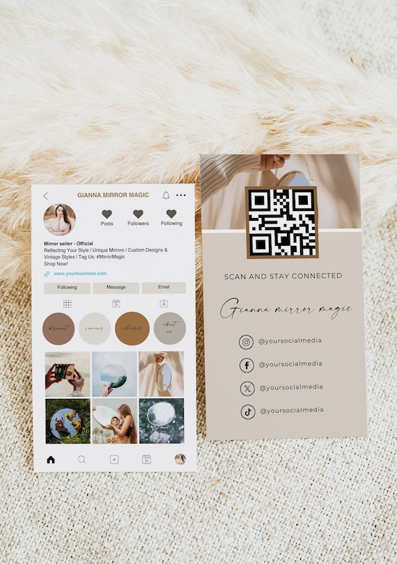 Instagram Profile Business Card, Editable IG Business Card, Business Owners Cards Template, Social Media Template, Instant Download, Canva