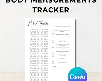 Mood Tracker PDF, Mood Chart Journal, Emotion Tracker, Wellness Planner, Year In Pixels, Editable Template, Instant Download, Canva