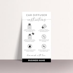 Car Diffuser Care Card Canva, Small Business Care Instructions, Car Air Freshener, Thank You Cards, Car Diffuser Card, Editable, Canva