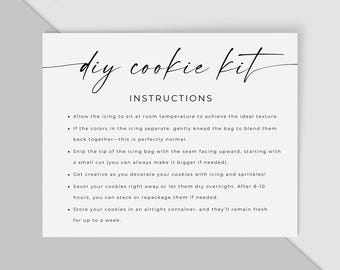 Diy Cookie Kit Instructions, DIY Cookie Box Instructions Card, Cookie Kit Directions, Cookie kit Instructions Card, Editable Card, Canva
