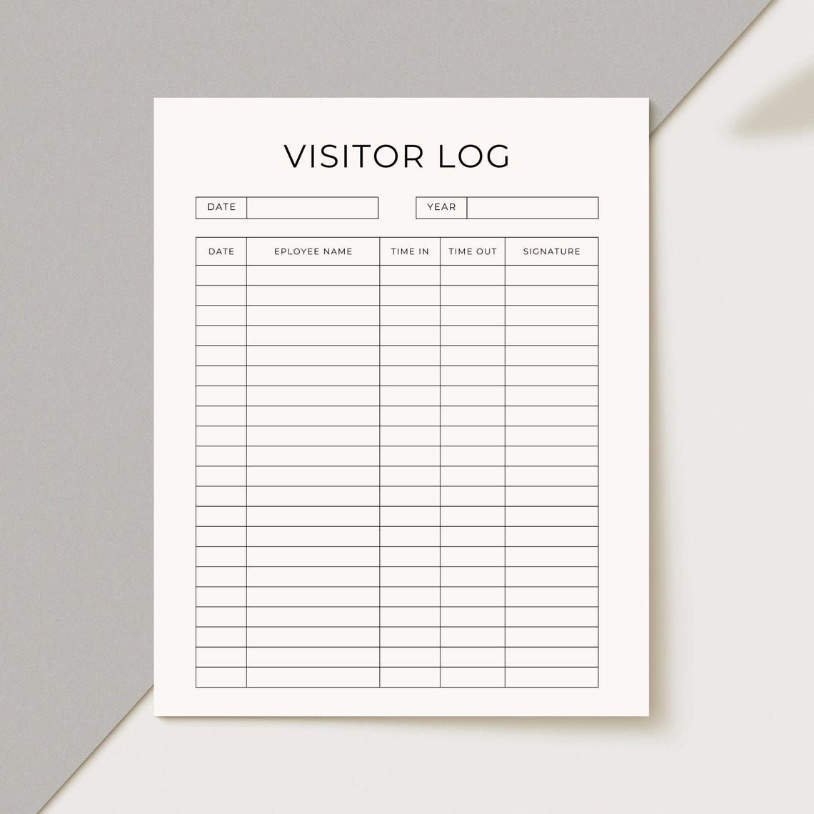 Visitor Log Sign-in & Sign-out Sheet Template, Sign-in and Sign-out