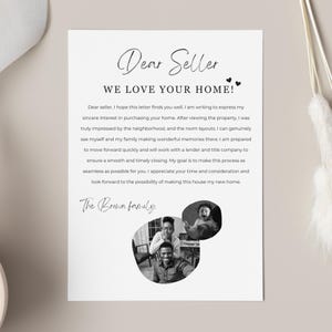 Carta de oferta de vivienda imprimible y editable, carta de estimado vendedor, carta al vendedor, carta de oferta de comprador de vivienda, plantilla editable, descarga, Canva