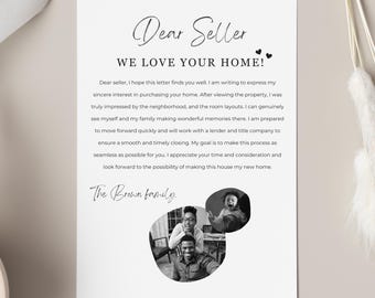 Printable Home Offer Letter Editable, Dear Seller Letter, Letter To Seller, Home Buyer Offer Letter, Editable Template, Download, Canva