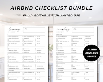 Airbnb Cleaning Checklist, Airbnb Inventory List, Vacation Rental Housekeeping Checklist, Editable Inventory Checklist, Download, Canva