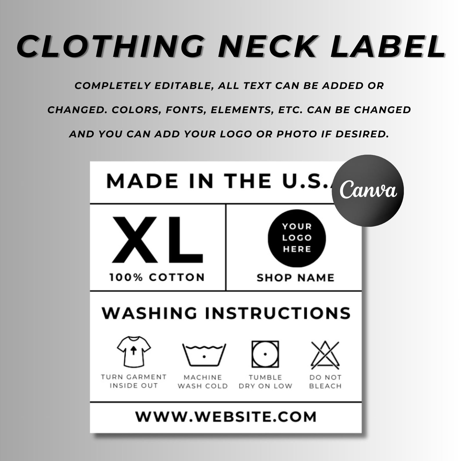 Sample Neck Label Clothing Neck Label Template, Washing Instructions, T-shirt Neck Label ...