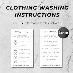 Washing Instructions Card, T-Shirt Care Card, Clothing Care Card, Washing Instructions, Small Business Supplies, Sublimation Shirt Care