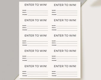 Customizable Raffle Ticket Template, Editable Entry Form (Digital Download)