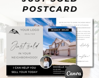 Real Estate Just Sold Postcard Template: Realtor Marketing (Canva Template)