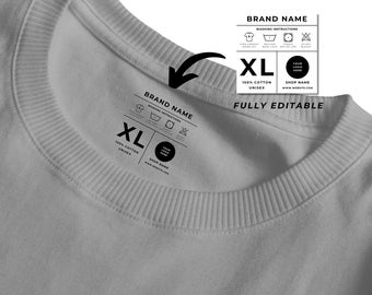 Clothing Neck Label Template: Custom Washing Instructions (Canva File)