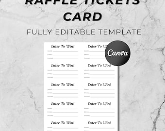 Raffle Ticket Form, Geben Sie ein, um das Ticket zu gewinnen, Zeichnung Slips, Benutzerdefinierte DIY Geben Sie das Ticket ein, bearbeitbare Karte, digitaler Download, PDF, Canva