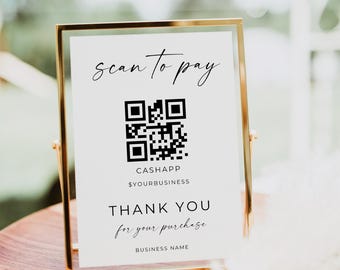 Editable Scan To Pay QR Code Sign: Small Business Canva Template (Digital Download)
