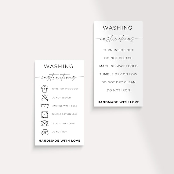 Clothing Care Card: Washing Instructions Template (digital