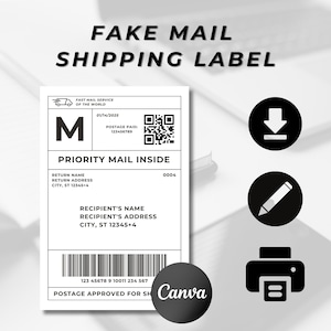 Editable Shipping Label Template: Personalized Mail Label (canva ...