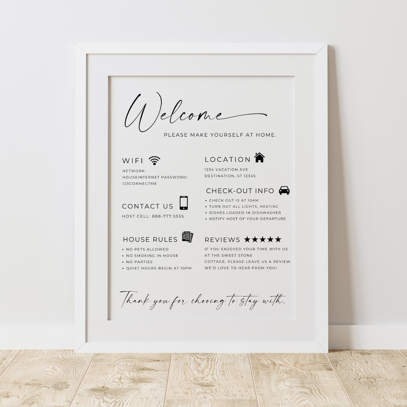 Welcome Sign for Short Term Rental Hosts, Vacation Airbnb Business Sign ...