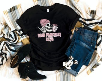 Dead Pancreas Club Skull and Coffee Adult T-Shirt / Unisex / Gift