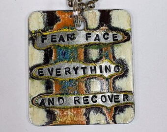 FEAR Acronym Dog Tag Necklace - White Multicolor - Recovery Gift