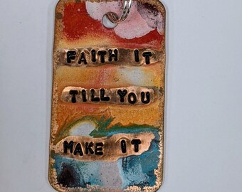 Faith It Till You Make It Dog Tag Necklace - Tropical - Recovery Gift