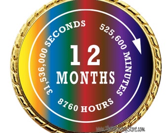 Monthly Recovery Rainbow Medallion - 12 Months - Recovery Milestone - Program Neutral - AA, NA, GA