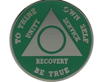 Custom AA Medallion - Kelly Green - Personalized Sobriety Milestone Coin