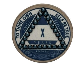 Brown AA Montana Crystallized Yearly Poker Chip Serenity Prayer - Alcoholics Anonymous - Sobriety Milestone