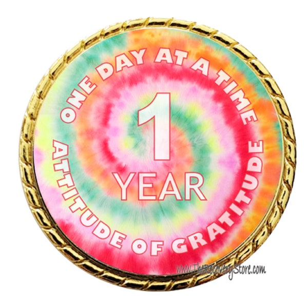 Tie Dye Yearly Recovery Medallion