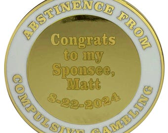 Gambling Addiction Recovery - Abstinence From Compulsive Gambling - Personalized Recovery Medallion