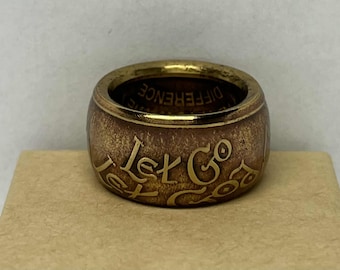 Let Go Let God Bronze Medallion Ring - Recovery Gift