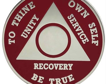 Custom AA Medallion - Fire Engine Red - Personalized Sobriety Milestone Coin