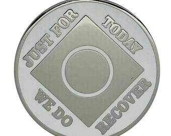 Custom NA Medallion - White - Personalized Clean Time Milestone Coin