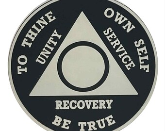 Custom AA Medallion - Matte Black - Personalized Sobriety Milestone Coin
