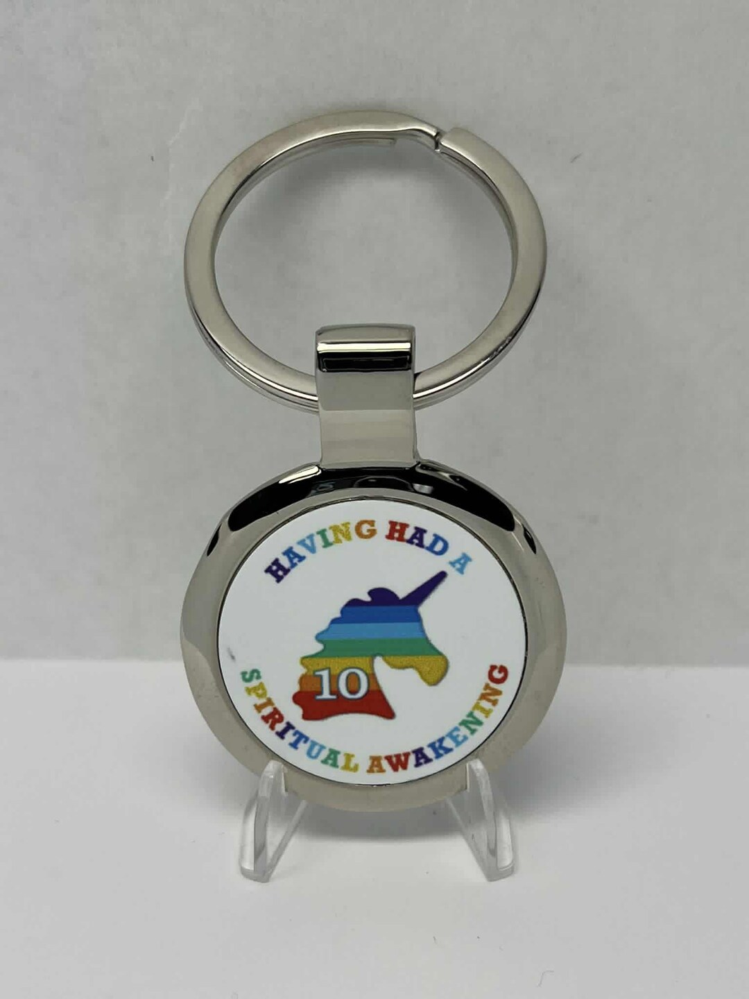 Recovery Keychains Rainbow Unicorn Yearly Recovery Keychain - Having Had A Spiritual ...
