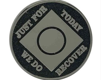 Custom NA Medallion - Black Shimmer - Personalized Clean Time Milestone Coin