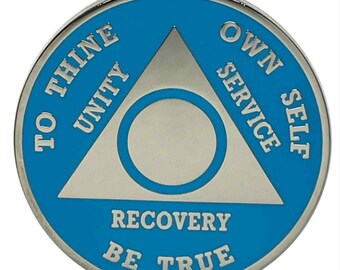 Custom AA Medallion - Cobalt Blue - Personalized Sobriety Milestone Coin