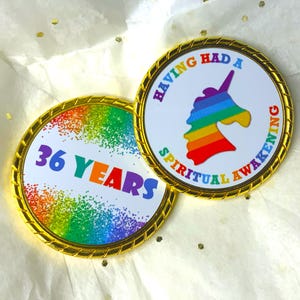 Rainbow Unicorn Yearly Recovery Medallion - Having Had A Spiritual Awakening - Recovery Milestone - Program Neutral - AA, NA, GA